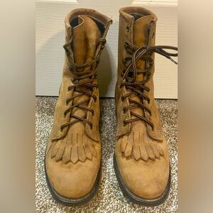 Laredo Cowboy Boot 112 Women's Sz 7 W Brown Leather Lace Up Distressed
